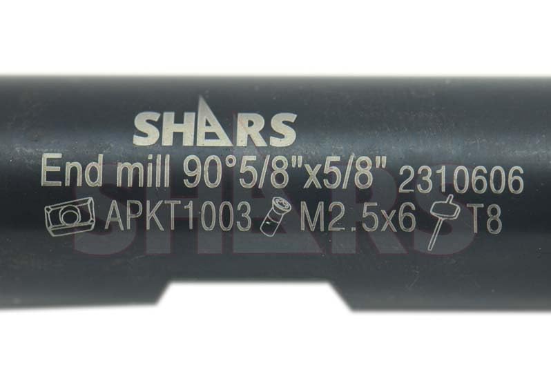 Image of Shars CNC 5 /8 inch 90 2 Flute Indexable End Mill with 2 PCS of APKT 1003 Insert NEW 404-1861W+404-6960(2) ![