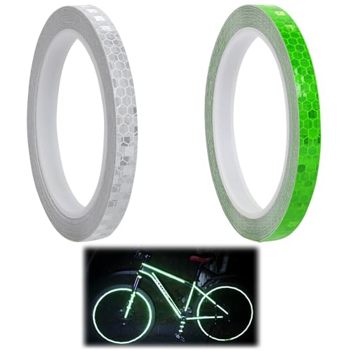 Cinta Reflectante Adhesiva, 8M x 10 mm, Res Istente Al Aguapegatinas Reflectantes Cinta De Seguridad Autoadhesiva para Coche Camión Motocicleta Barco Bicicleta Remolque Camper (Blanca e amarillo)