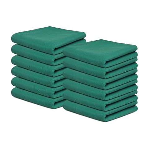 Lenenz Super Plush Surgical Huck Towels - Pack of 12 Green Cleaning Rags 16'' x 26'' - 100% Cotton Lint Free Huck Towel Ideal for Auto Detailing Perfect for Windows, Metal and Glass Cleaning Cover