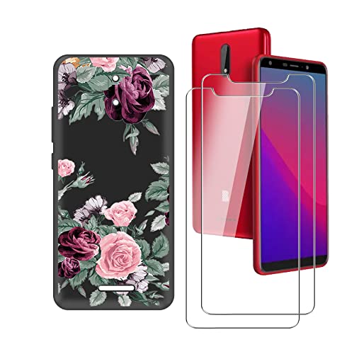 JIENI Silicona Funda + [2 Piezas] Cristal Templado para BLU Studio X12 (6.00"), Protección Completa, Prueba de Golpes, Anti-Arañazos Revestimiento de Microfibra Suave-YQ12 Cover