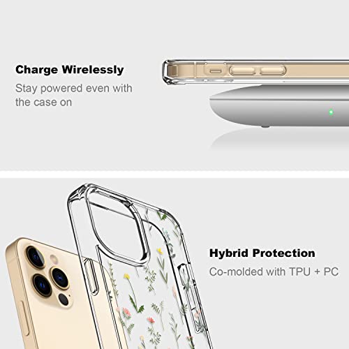 Icedio Iphone 14 Pro Case With Screen Protector,Slim Fit Crystal Clear Cover With Fashion Designs For Girls Women,Durable Protective Phone Case For Iphone 14 Pro 6.1" Cute Flower Garden #TOP4