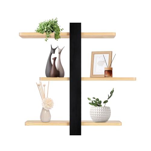 Étagère murale réglable en bois noir à 3 niveaux 58cm - 7