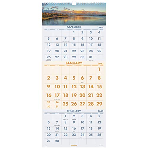 2022 Wall Calendar by ATAGLANCE, 12" x 27", Large, 3 Month, Scenic