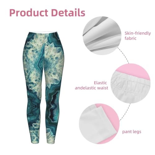 Leggings de compresión suaves para mujer con estampado azul de entrenamiento 6