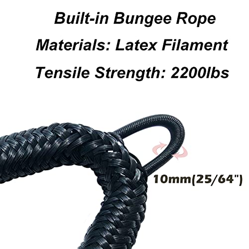7Ft Bungee Boat Dock Line,Mooring Rope,Stretchable Docking String For Pontoon, Jet Ski, Seadoo, Waverunner, Kayak, Boat Accessories With Stainless Steel Clip,7Ft-10Ft, Black,1 Pack #TOP2