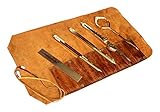 Proportional Divider Set of 5, Full Brass dividers with Executive Handmade Leather Roll Tools Bag,...