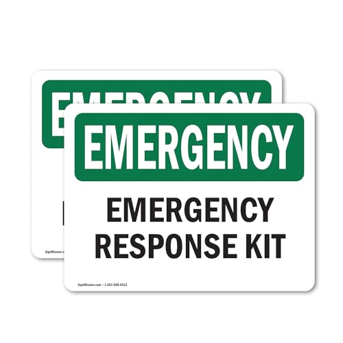 (2 Pack) Response Kit OSHA Emergency Sign 5 Inch X 3.5 Inch Vinyl Label Decal Sticker Weather...