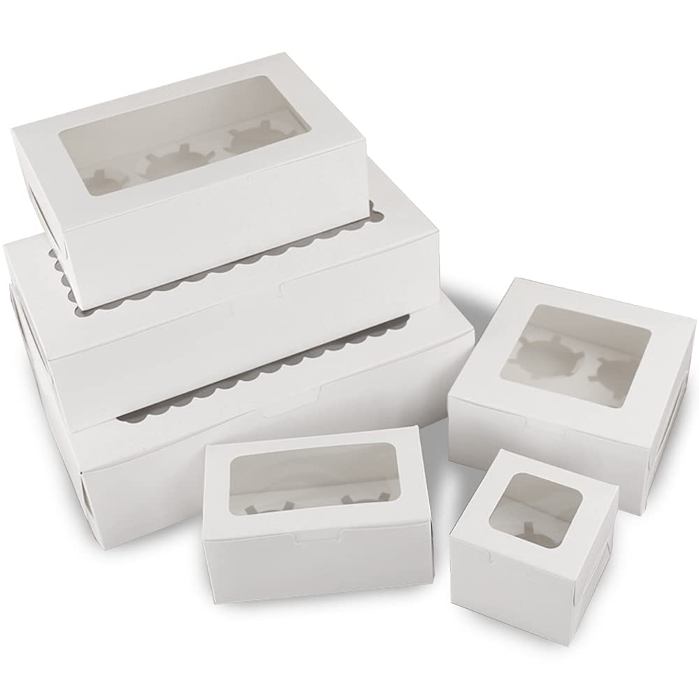 Scatole Per Cupcake, 20 Pezzi Scatola Per Muffin, Scatole Per Pasticceria, con Finestra Di Osservazione e Supporto Interno Rimovibile, per Biscotti, Cupcakes, Confezioni Pasticceria, Muffin (4 Foro)