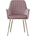GOLDEN BEACH Velvet Dinning Chair Mid-Back Accent Chair Modern Leisure Armchair with Gold Plating Legs Upholstered Living Room Chair (Pink Mauve-1PC)