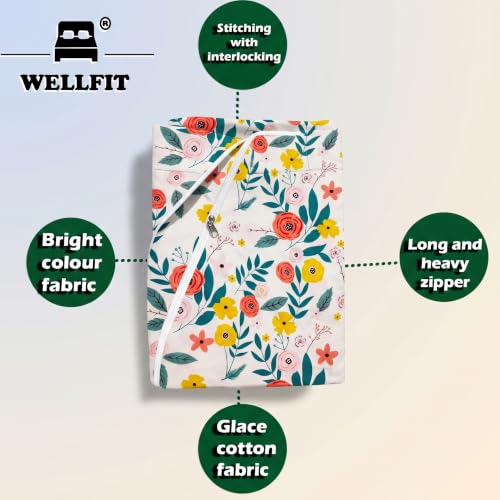 Image of WELLFIT Premium Glace Cotton 300 TC Mattress Cover | Protector for Single Size Bed with Zip /Chain /3x6 ft / 36x72x6 inch