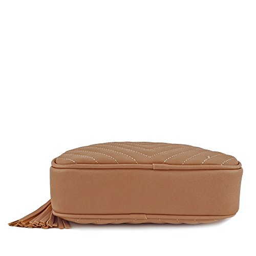 Image of Simple Shoulder Crossbody Bag With Metal Chain Strap And Tassel Top Zipper