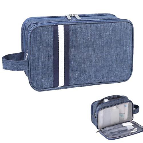 Beauty Case da Viaggio per Uomo e Donna, Confortevole e Compatto, Adatto a Cosmetici, Articoli da Toeletta e Accessori, Resistente all'Acqua, Blu, 27 x 17 x 11 cm