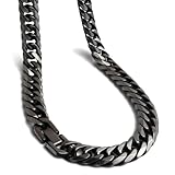 [silver KYASYA] ステンレス 定番 ダブル喜平ネックレス 幅11mm 太め チェーンネックレス メンズ 6面カット アンティークシルバー 燻し 45cm 50cm 60cm 中折れ式留め具 金属アレルギー対応（50cm）