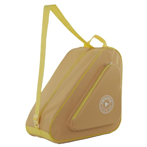 HEXIFUL Skate Bag to Carry Ice Skates, Inline Skates, Roller Skates and Quad Skates for Both Kids and Adults (Apricot/Yellow 016)
