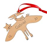 Dinosaur Ornament Personalized Pterodactyl Baby's First Christmas 2024 Wood Handmade