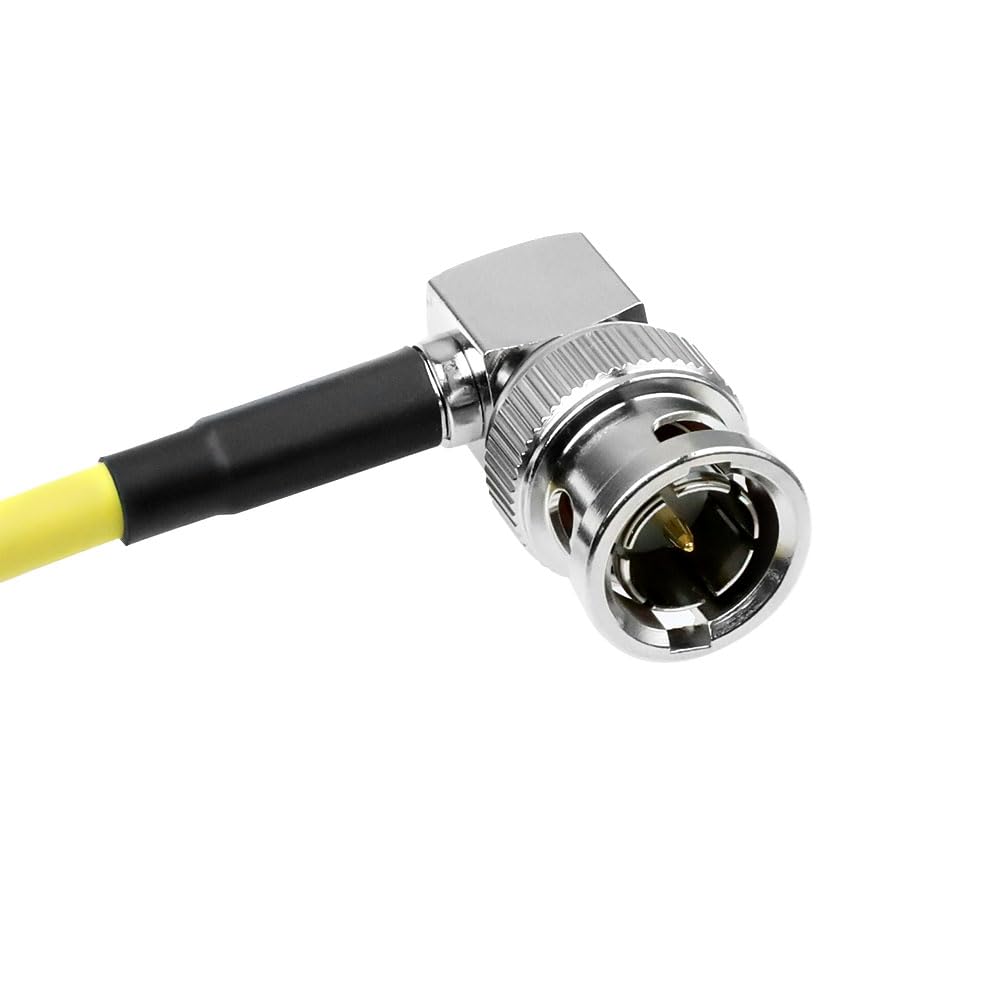 Alvin's Cables 12G SDI elastyczny kabel koncentryczny BNC BNC męski kąt prosty do Komodo czerwony, monitor Atomos 75 omów, ekranowany kabel do kamery 4K, żółty