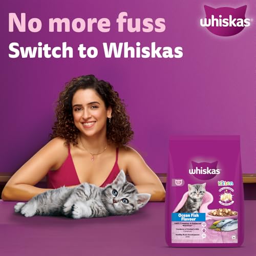 Image of Whiskas Junior Mother Cat & Kitten (2-12 Months) Dry Cat Food, Ocean Fish Flavour, 200g, Contains 41 Essential Nutrients, Complete & Balanced Nutrition for Mother Cats & Kittens