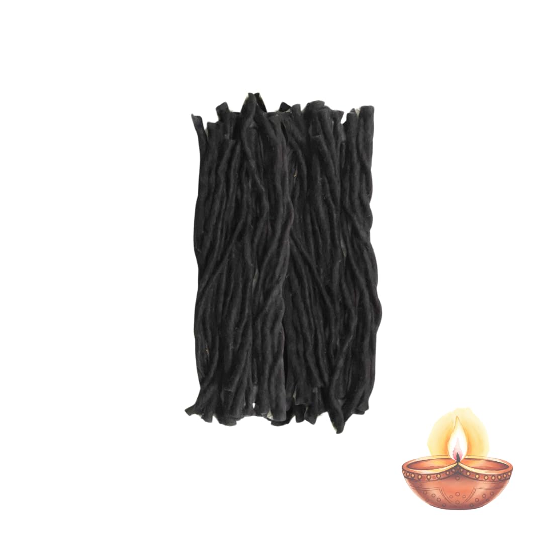 Black Cotton Wicks for Shani Pooja Diya Lamp Batti (108 Pieces | Black Vattulu Vathulu Batti Colour Wicks for Puja-image-40