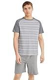 karierte bermuda shorts Ärmellänge: Kurzärmelig C&A Herren Shorty Set Regular Fit Streifen Unifarben Baumwolle dunkelgrau 2XL