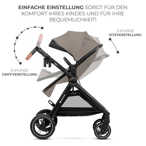 Kinderkraft ESME Pushchair 3-in-1 Complete Set up to 22 kg, Combination Pram Travel Systems with Baby Seat I-size 40-75 cm, Folding, Reclining Position, Beige