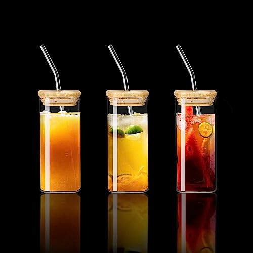 Image of KHOLAD Glass Tumbler with Airtight Bamboo Lid and Straw 1Pcs 320Ml, Glass Mugs for Straw and Direct Drinking Mouth Dual Use, Summer Travel Sipper Bottle for Cold Coffee, Cocktail (TRANSPRENT)