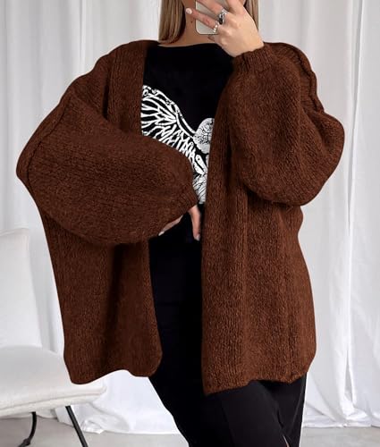 Image of PRETTYGARDEN Womens Oversized Cardigan Sweaters 2026 Fall Long Lantern Sleeve Knit Open Front Lightweight Sweater