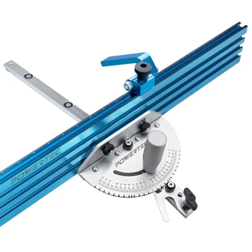 POWERTEC 71391 Table Saw Precision Miter Gauge System w/ 27 Angle Stops and 3/4”x 3/8”T-Slotted...
