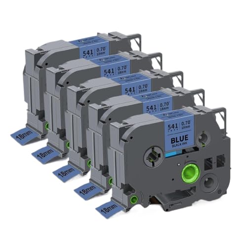TZe 241 ���x���e�[�v 18 �~�����[�g�� PTH500 PTD600 ���x�����[�J�[�����p TZe241 Tze641 Tze141 Tze441 Tze541(5PK Black on Blue)
