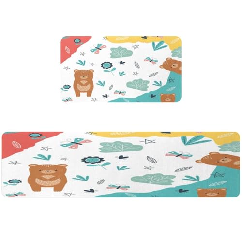 Alfombrillas de cocina absorbentes lavables con diseño de oso 2