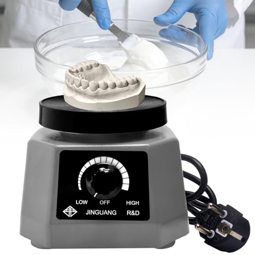 CGBE 100W Gipsrüttler Dental Rund: Rüttelplatte Gips mit Rutschfeste Werkbank - Effiziente Wärmeableitende Basis - Einstellbare Geschwindigkeit Dental Oszillator Gips für Zahnkliniken Labore