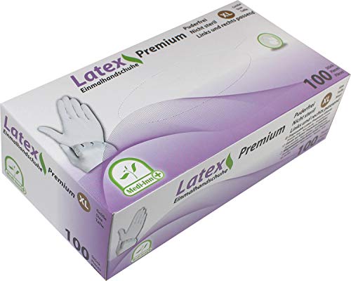 Medi-Inn+ Latex Premium Einmalhandschuhe, Gr. XL, 1 x 100 Stück â puderfrei, naturfarben, für Medizin, Pflege & Labor