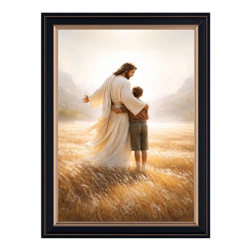 Framed Jesus Embracing Boy poster Canvas Print Art Painting Pictures