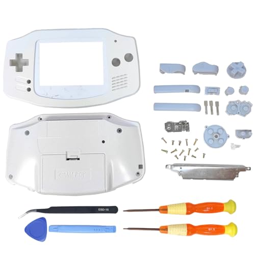 Image of Hzxkqmil Full Housing Shell Kit for Nintendo Gameboy Advance GBA Console | Custom Shell Replacement Housing Case Repair Parts with Buttons Screws + Tools Kit for GBA Console,Pearly White