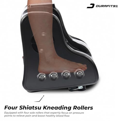 Image of 91 Durafit Electric Foot Massagers For Pain Relief | Foot and Calf Massager | 4 types of Foot Massage Shiatsu, Rolling, Deep Kneading, Mild Heat-Warm Therapy for Relaxation & Vibration|Powerful BLDC Motor Without Noise| Improves Blood Circulation | Calf, Foot, Sole Relaxation | Perfect For Gifting