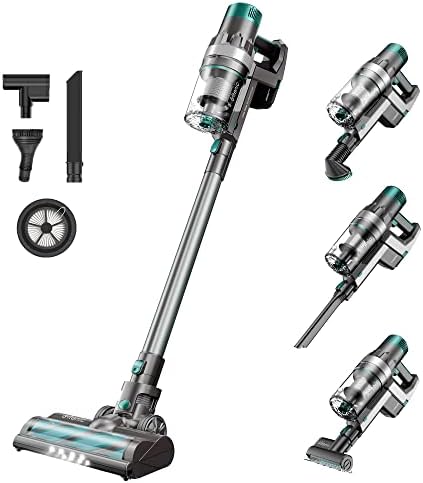 Ultenic Cordless Vacuum Cleaner, 25Kpa High Suction Stick Vacuum with LED Display, Rechargable Battery, Up to 50min Runtime, Converts to Handheld Vacuum for Hard Floor, Carpet and Pet Hair, U11 Pro