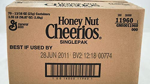 General Mills Honey Nut Cheerios Cereal Single Pack, 0.81 Oz (Pack of 70)
