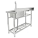 VEVOR Stainless Steel Utility Sink, Free Standing Single Bowl Commercial Kitchen Sink Set w/Workbench, 39.4 x 19.1 x 37.4 in Commercial Single Bowl Sinks for Garage, Restaurant, Laundry