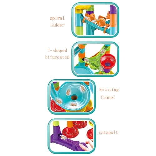 113 Pcs Marble Run for Kids,Marble Run Compact Set, STEM Learning Toy, Construction Building Blocks Toys, STEM Marble Runs for Kids GD-364