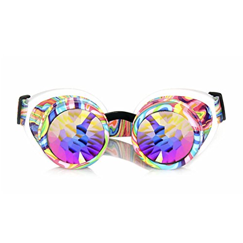 GloFX Kandi Swirl Padded Kaleidoscope Goggles Diffraction Rave EDM Limited Edition Rainbow