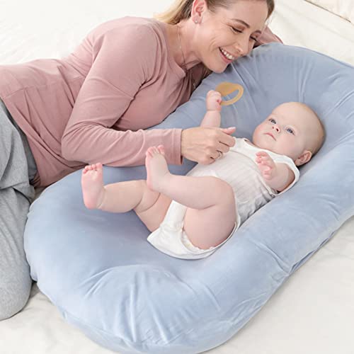 Image of Baby Lounger for Tummy Time, Soft Gym Play Mat for Newborns, Portable Baby Nest & Floor Cushion for Boys & Girls 0-12 Months(Blue)
