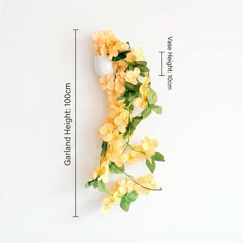 Image of Dekorly Premium Artificial Hanging Garland with Pot - 100cm Vine, 10cm Decorative Pot for Table, Best for Gifting and Decoration (4, Yellow)