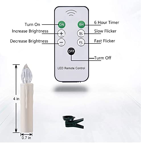 Image of 10 Pcs Window Candles with Remotes and Timer, Flickering LED Candles for Christmas Tree, Chandeliers, Party, Easter Decor, Warm White