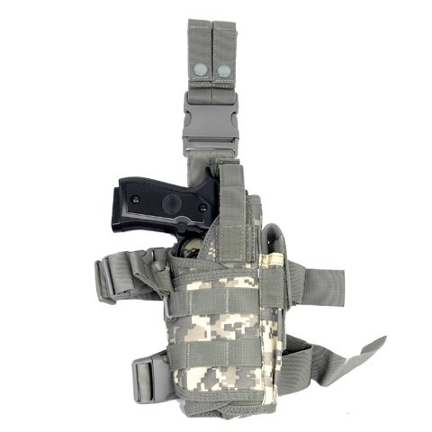 ArmsTac Tornado Drop Leg Holster [S5] Tactical Pistol Holster with Quick Detach Buckle Clips, Double Adjustable Leg Straps, Single Magazine Pouch, in ACU color + ArmsTac & Tech Support