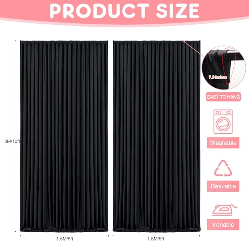 Cortinas fondo negro Asee'm 10x10FT con 2 paneles miniatura 2