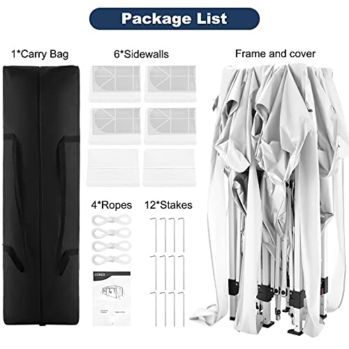 Image of COBIZI 10x20 Pop Up Canopy Tent with Sidewall,Outdoor Canopy,White