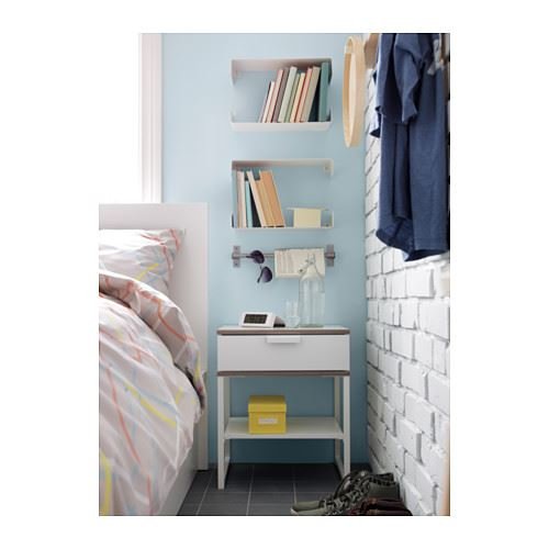 TRYSIL - Comodino, bianco, grigio chiaro