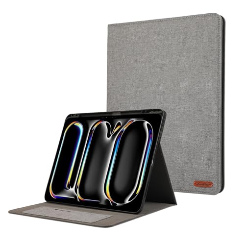 Funda tipo libro con soporte para visualización mú Funda delgada for tableta compatible con iPad Pro de 11 pulgadas M4 2024 (5.ª generación), con portalápices, soporte triple, resistente y función de