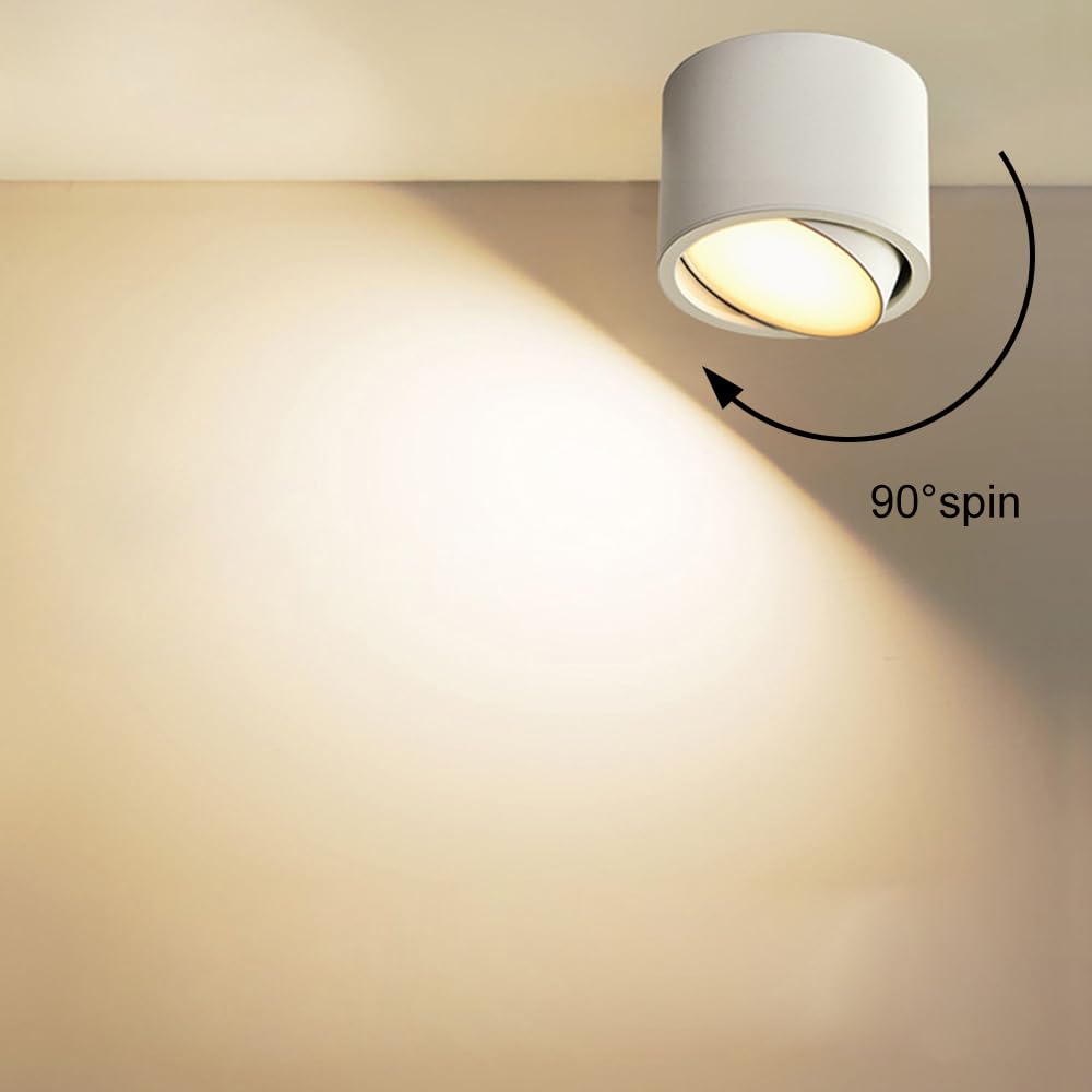 Oprawa Sufitowa Cylindryczna - Punktowe Oświetlenie Akcentujące Led Do Montażu Powierzchniowego, Aluminiowy Reflektor Kierunkowy Do Salonu, Przedpokoju, Korytarza,White-4000k-7W