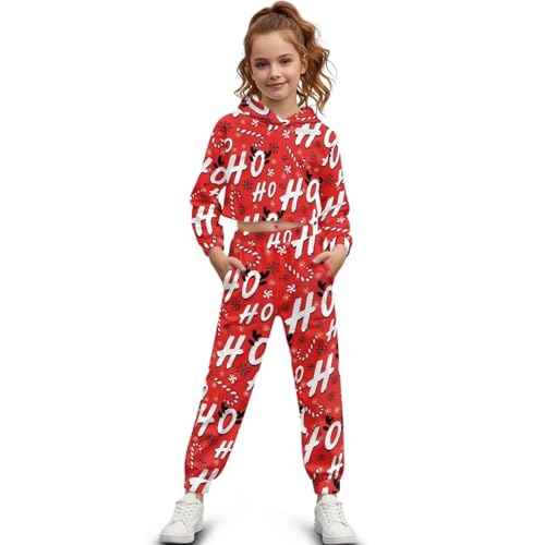 Girls 2 Piece Outfits Fashion Graphic Cropped Hoodies and Sweatpants Sets Workout Dancing Sweatsuits3