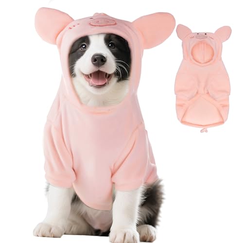 cnomg Halloween Pig Dog Costume Dog Christmas New Year Hoodie Pig Costume for Winter Autumn Halloween Cosplay New Year Apparel Outfits (Large)